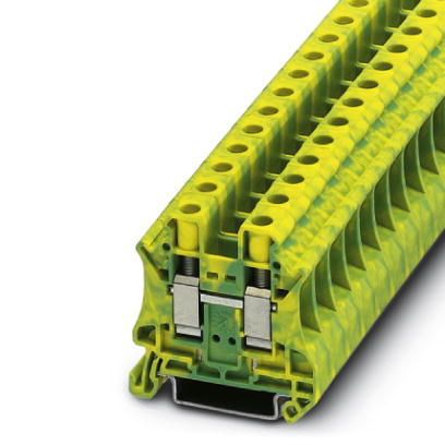 Phoenix Contact Ground - Feed-Through Terminal Block; UT 10-PE; #20 - #6; 1-Level; Screw Connection; Green-Yellow
